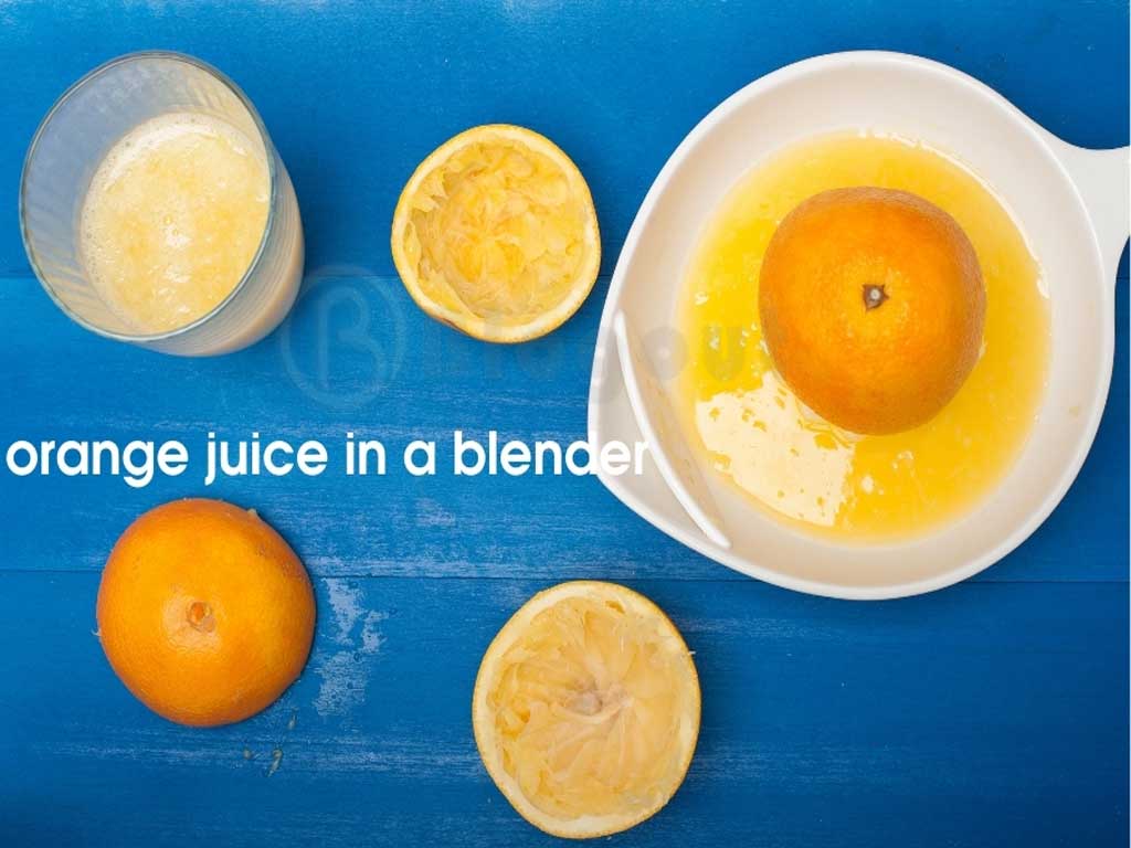 homemade orange juice in a blender